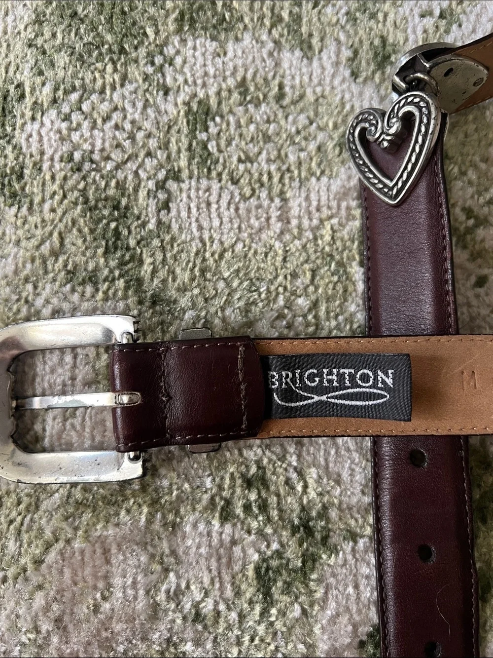 Western Brown Leather Silver Heart Detail Belt